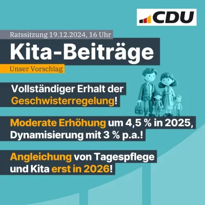 Erhöhung der Kita-Beiträge - Entscheidung fällt in Ratssitzung am 19.12.2024