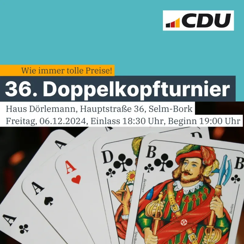 36. CDU-Doppelkopfturnier am 06.12.2024