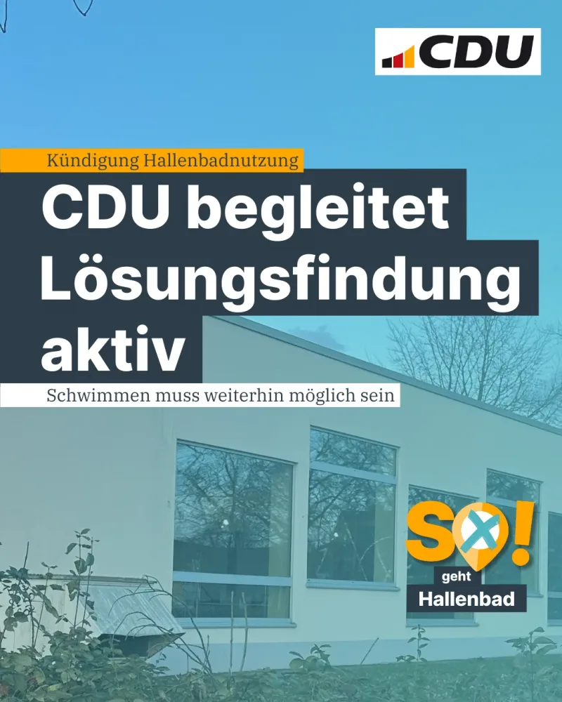 Hallenbadnutzung: CDU-Fraktion begleitet Lösungsfindung aktiv